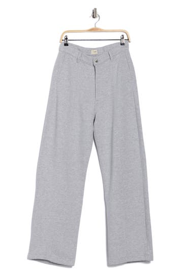 Dl1961 Hepburn High Waist Wide Leg Heathered Knit Pants In Gray