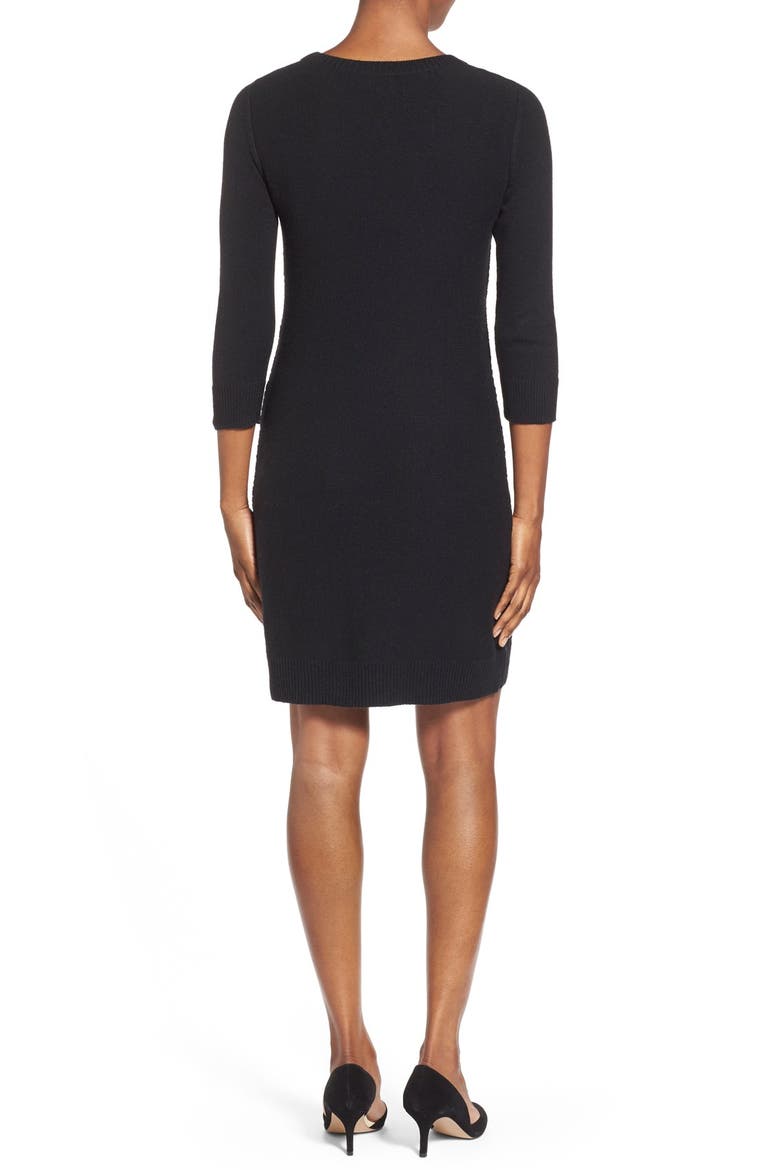 Cable Knit Sweater Dress, Alternate, color, BLACK
