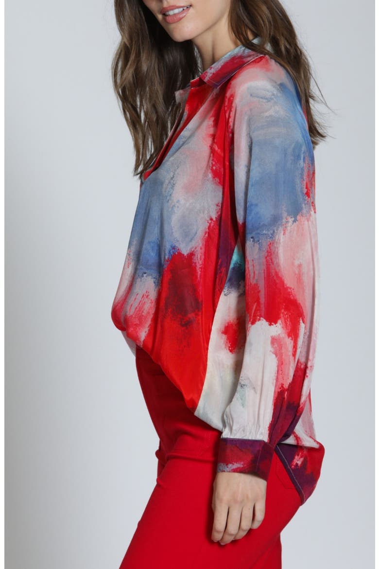 Print Popover Top, Alternate, color, RED BLUE MULTI