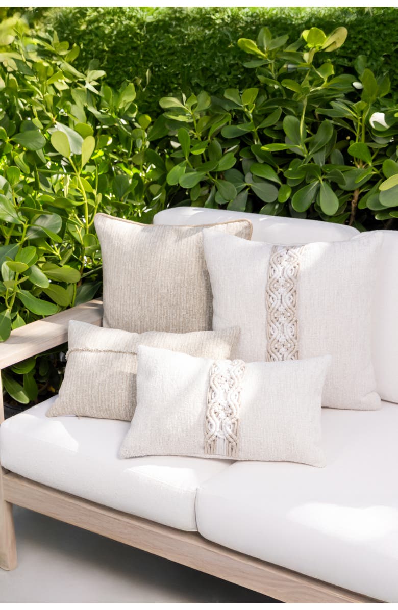 Elaine Smith Sumptuous Fawn Soft Chenille fringed Indoor & Outdoor Woven Accent Pillow, Alternate, color, Fawn