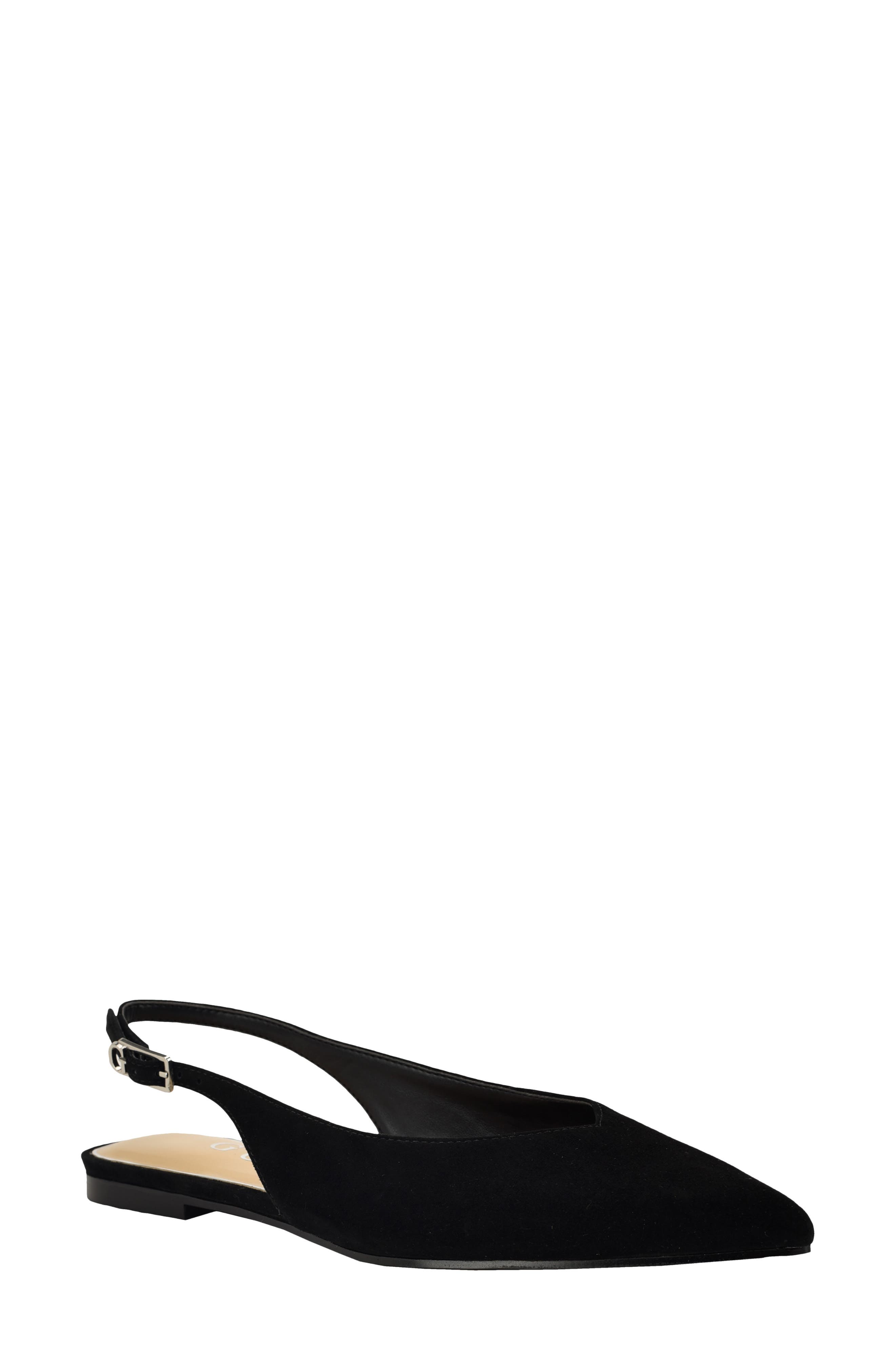GUESS Dorazio Slingback Pointed Toe Flat, Main, color, Black