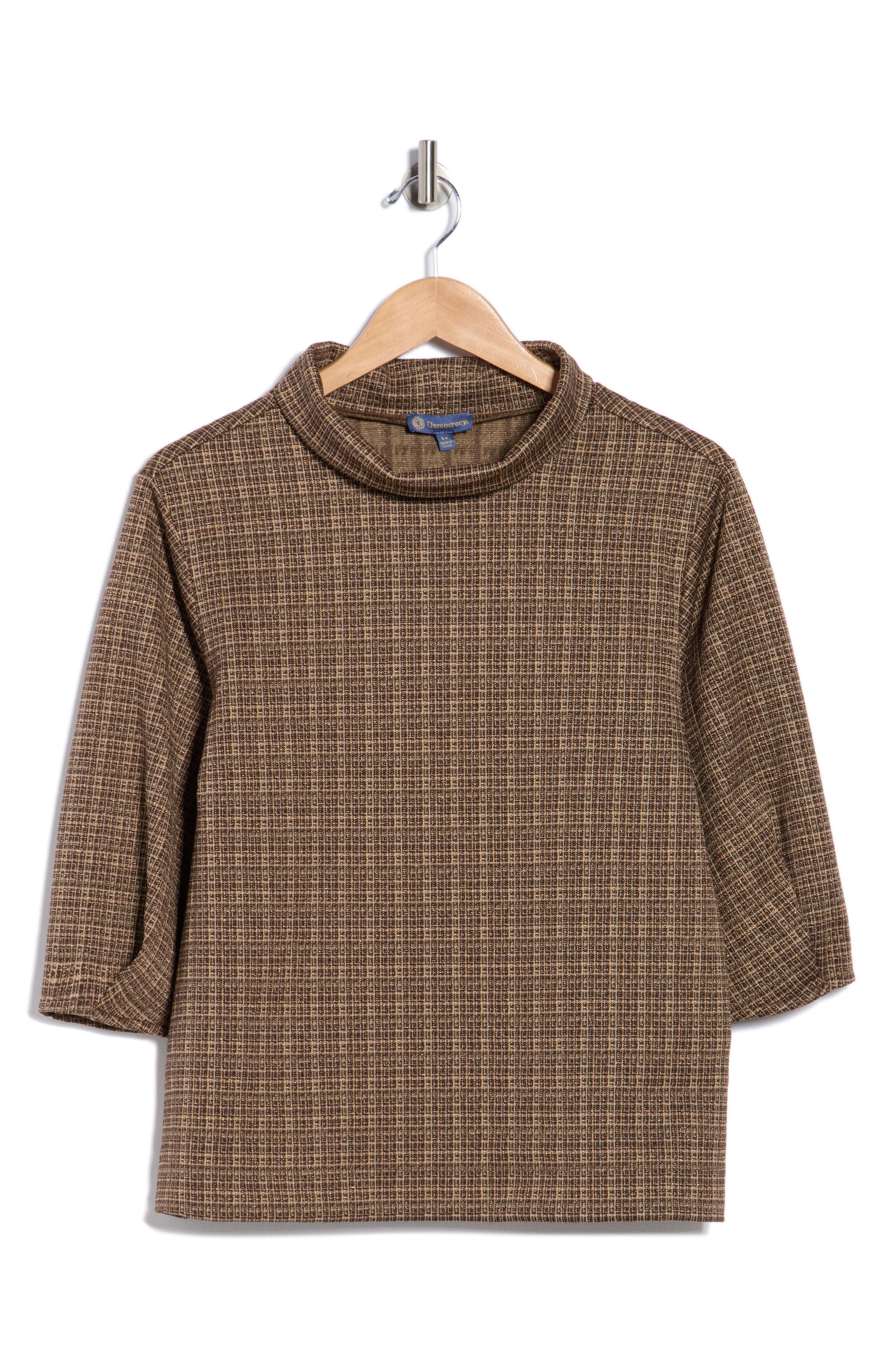 Democracy Plaid Mock Neck Crop Top