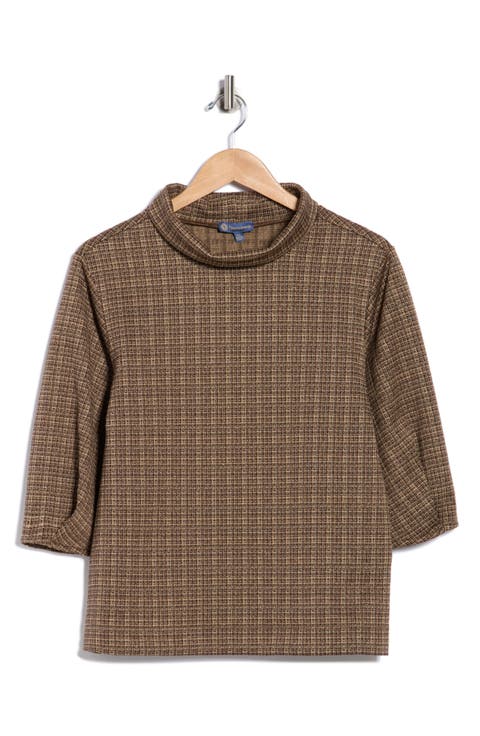 Plaid Mock Neck Crop Top