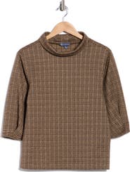 Democracy Plaid Mock Neck Crop Top