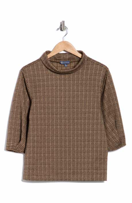 Democracy Plaid Mock Neck Crop Top