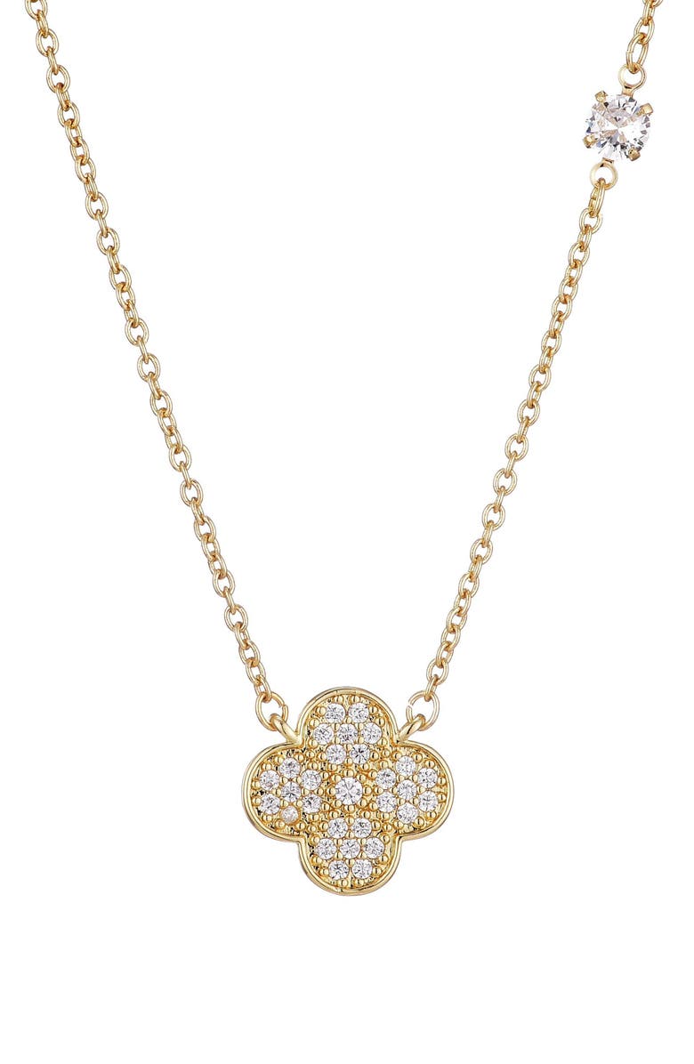 Adornia CZ Clover Pendant Necklace, Main, color, Gold