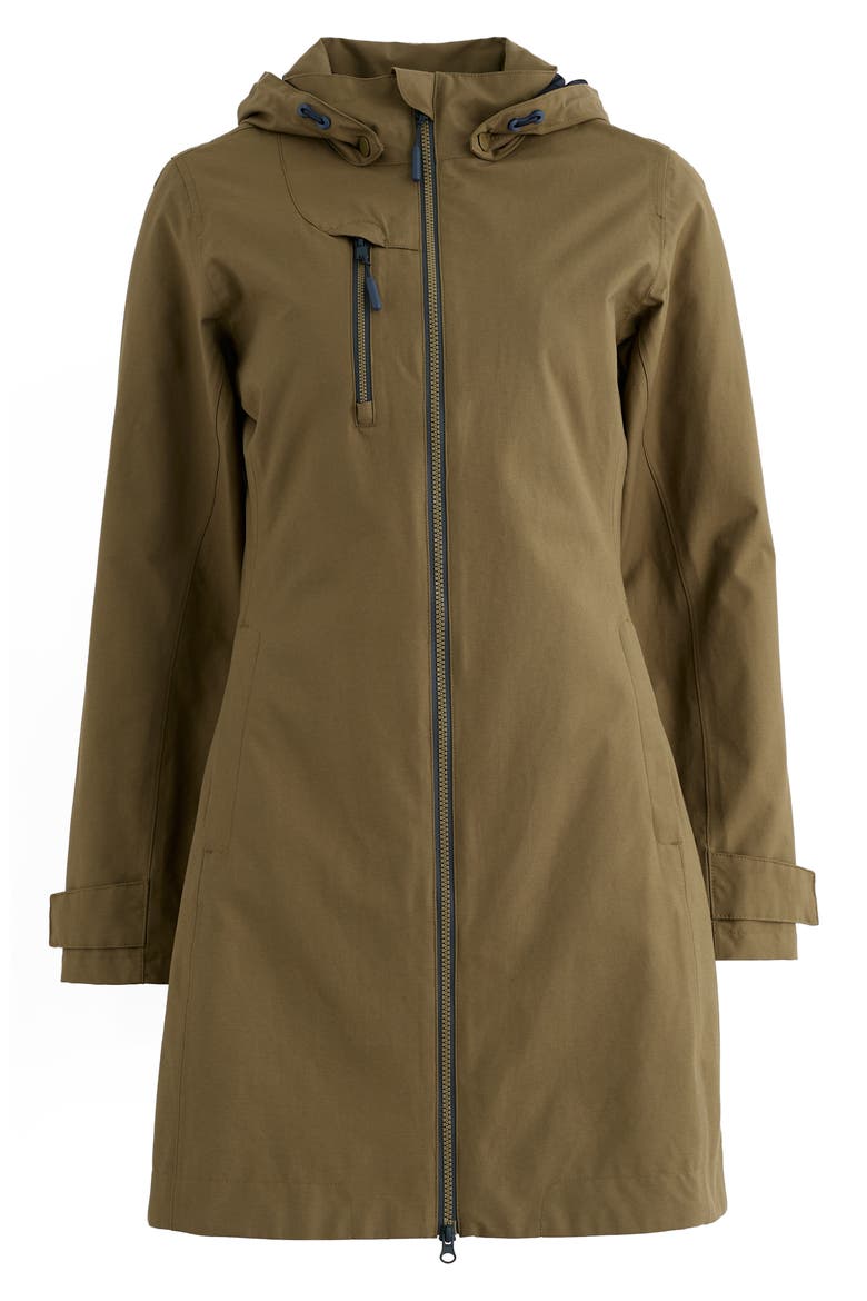 Coverack Waterproof Organic Cotton Raincoat with Removable Hood, Alternate, color, LAUREL