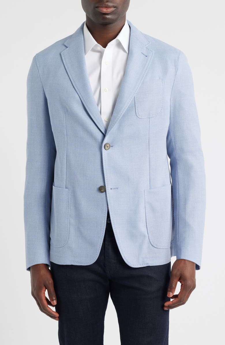 Emporio Armani Textured Virgin Wool Sport Coat, Main, color, Light Blue