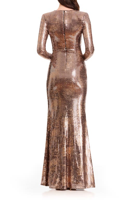 Dress The Population Johanna Sequin Long Sleeve Mermaid Gown In Animal Print