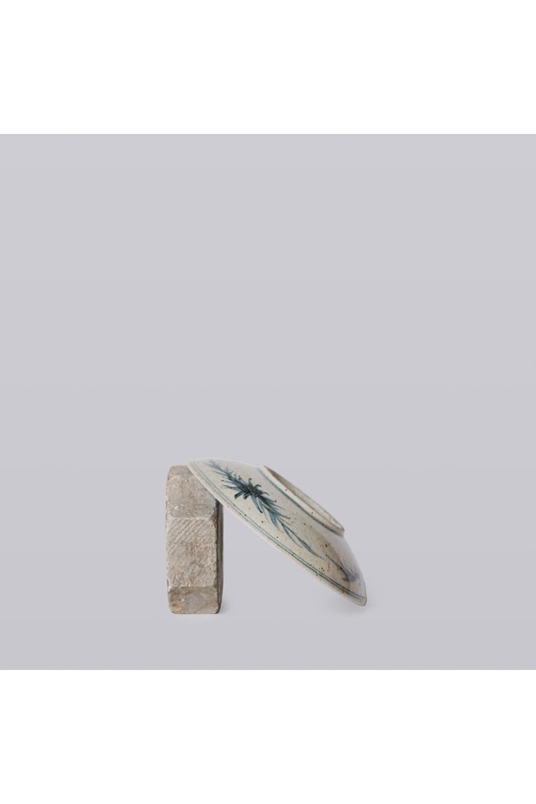Small Blue and White Porcelain Dancing Crane Dish, Alternate, color, Blue and White