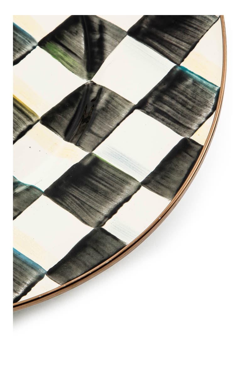Courtly Check Large Enameled Steel Oval Platter, Alternate, color, BLACK/ WHITE
