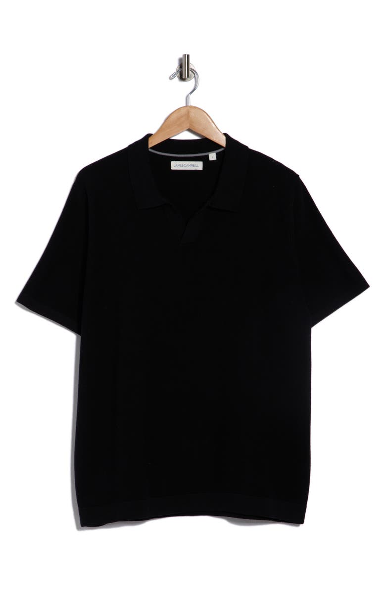 James Campbell Peck Johnny Collar Sweater Polo, Alternate, color, Black