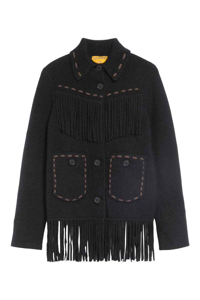Western Fringe Wool and Cashmere Blend Jacket, Alternate, color, BLACK