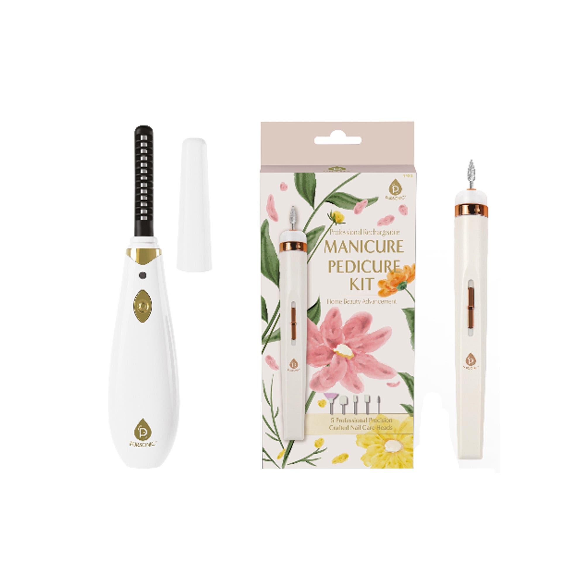 Pursonic Manicure/pedicure Kit & Heated Eyelash Curler In White