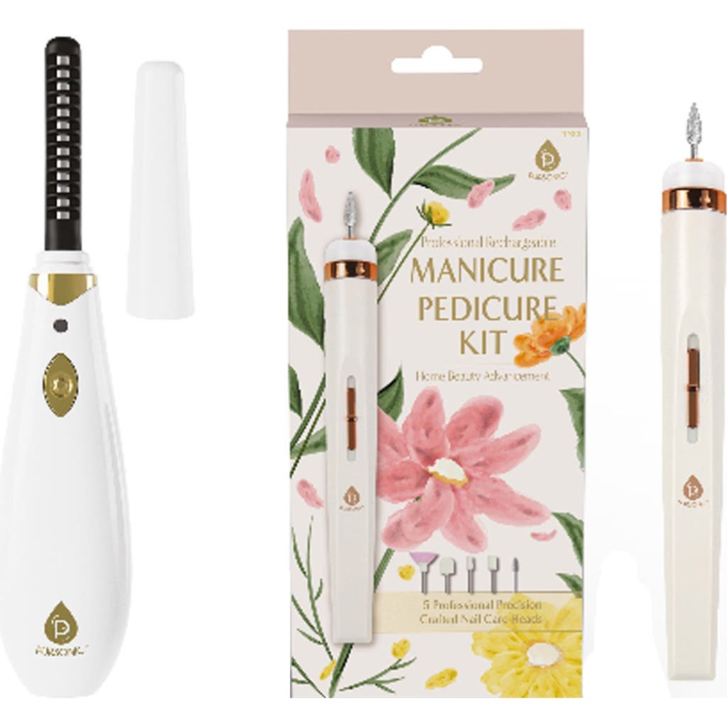 Pursonic Manicure/pedicure Kit & Heated Eyelash Curler In White
