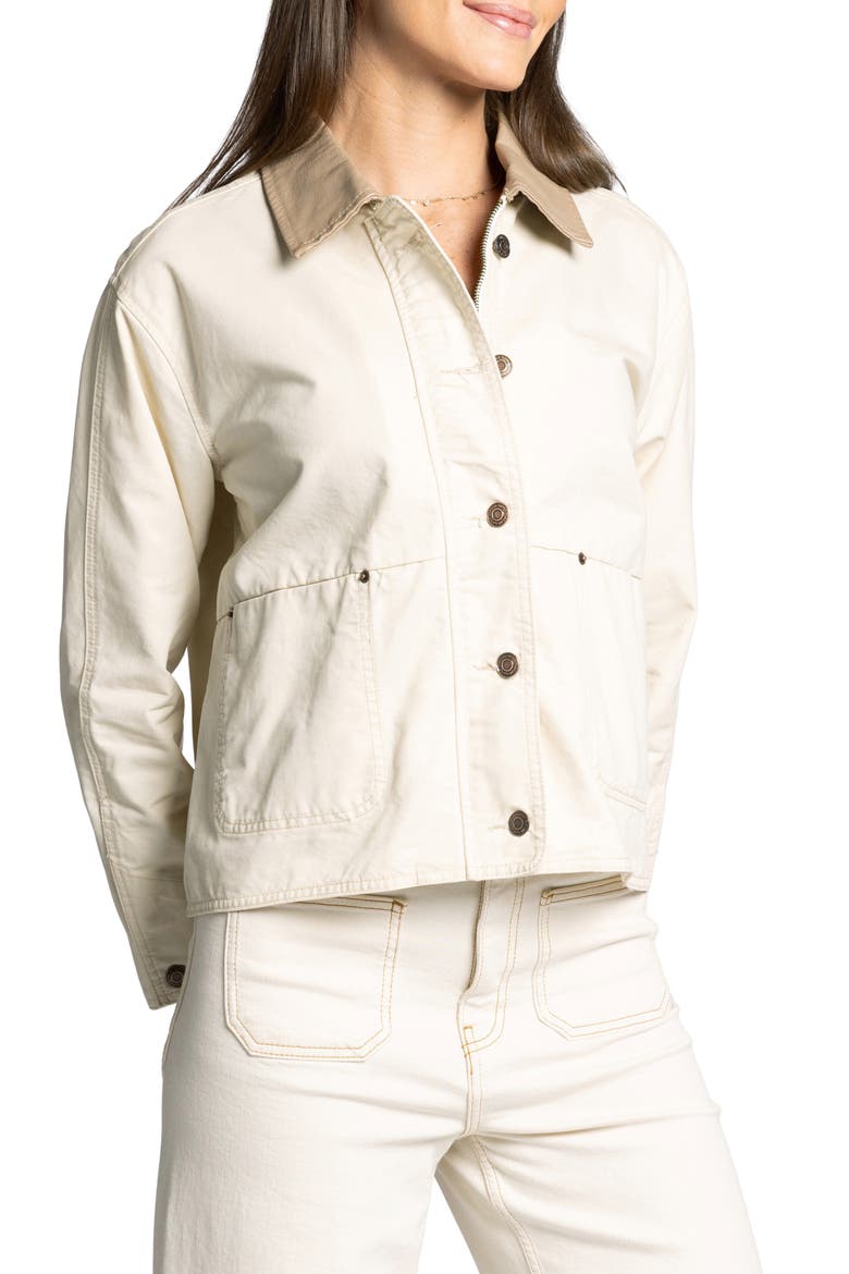 Zola Cotton Crop Barn Jacket, Alternate, color, ECRU