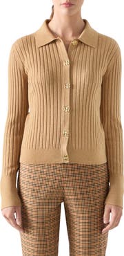 LK Bennett Willow Rib Merino Wool & Cotton Cardigan