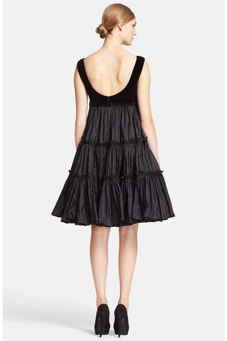 Alexander McQueen Velvet & Taffeta Cocktail Dress, Alternate, color, BLACK