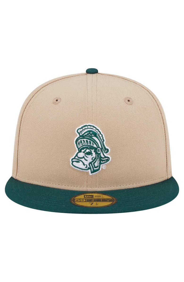 New Era Men's New Era Khaki Michigan State Spartans Throwback Two-Tone 59FIFTY Fitted Hat, Alternate, color, Khaki