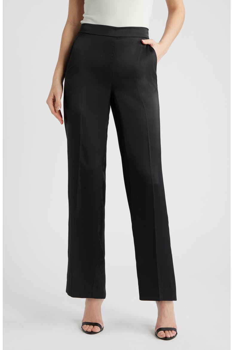 Satin Wide Leg Pants, Main, color, ANNE BLACK