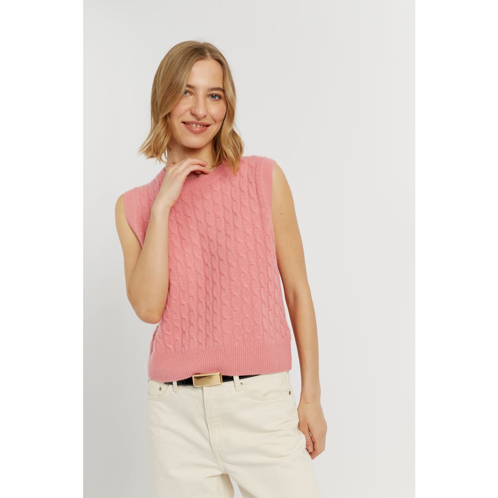 Chinti & Parker Pure Cashmere Cabled Tank In Salmon