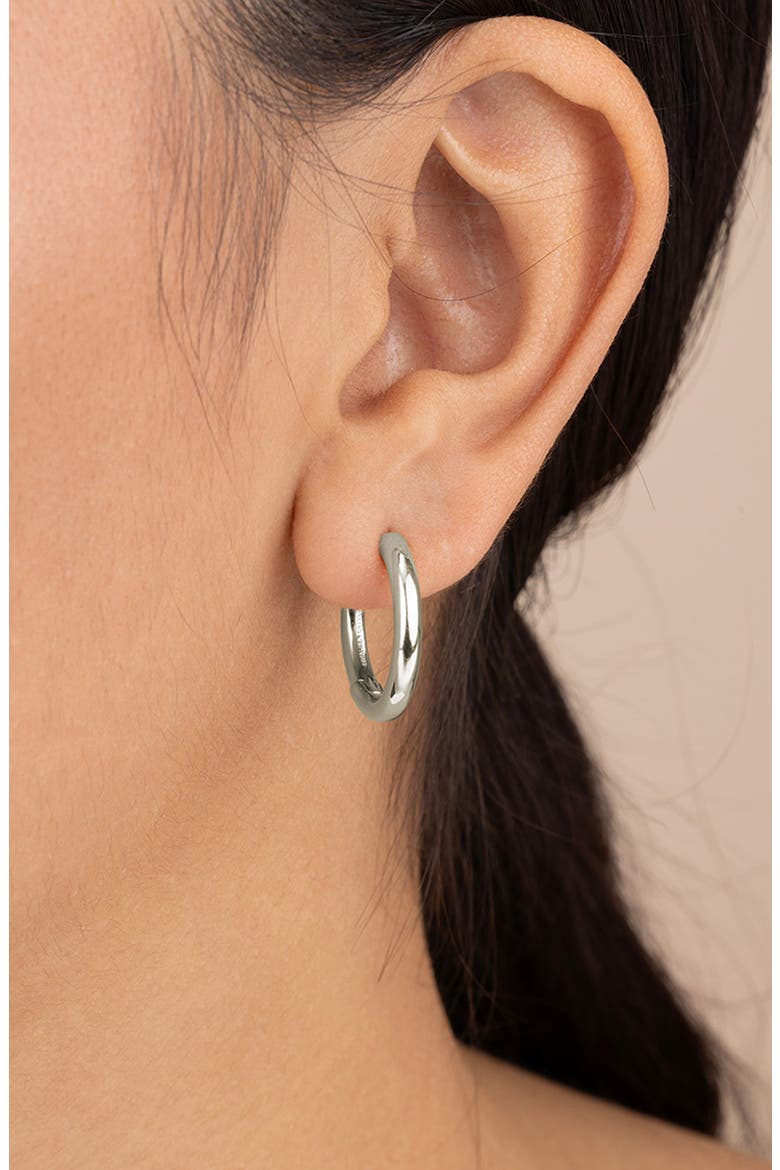 Carmen Polished Infinity Micro Hoop Earrings, Alternate, color, SILVER