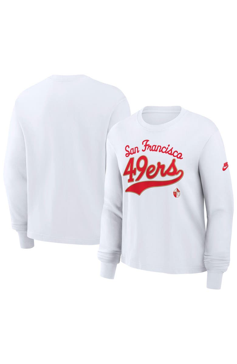 Nike Women's Nike  White San Francisco 49ers Long Sleeve Boxy T-Shirt, Main, color, 