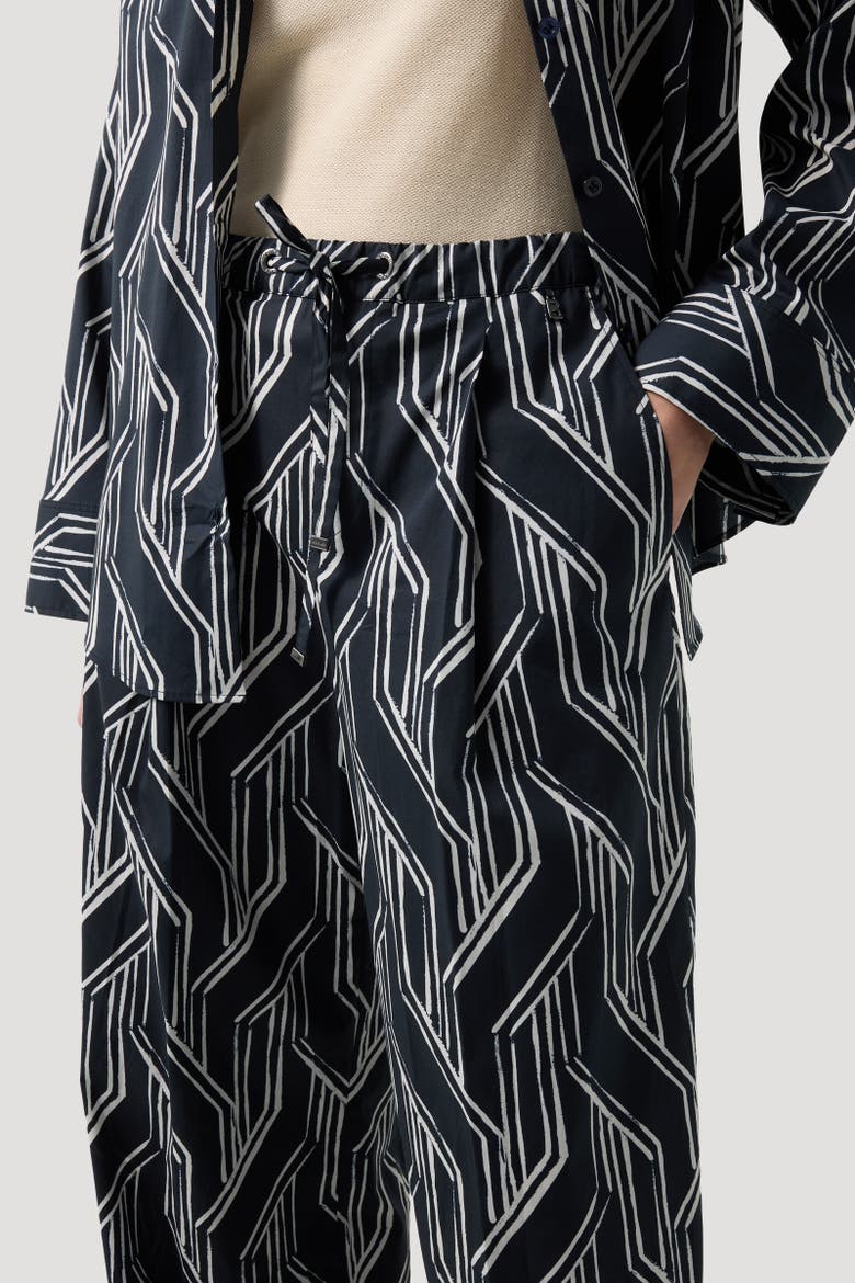 Pleated Trousers Gina, Alternate, color, Navy blue/white