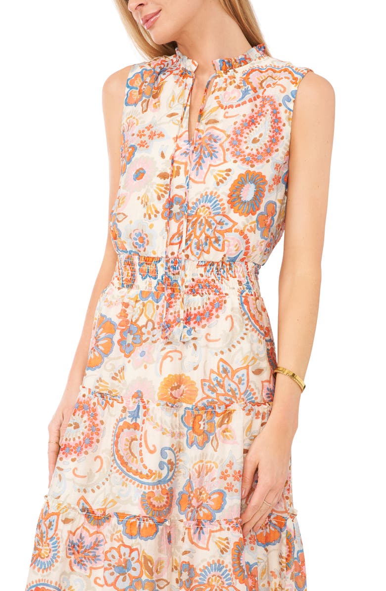 Halogen<sup>®</sup> Tie Neck Sleeveless Tiered Maxi Dress, Alternate, color, 