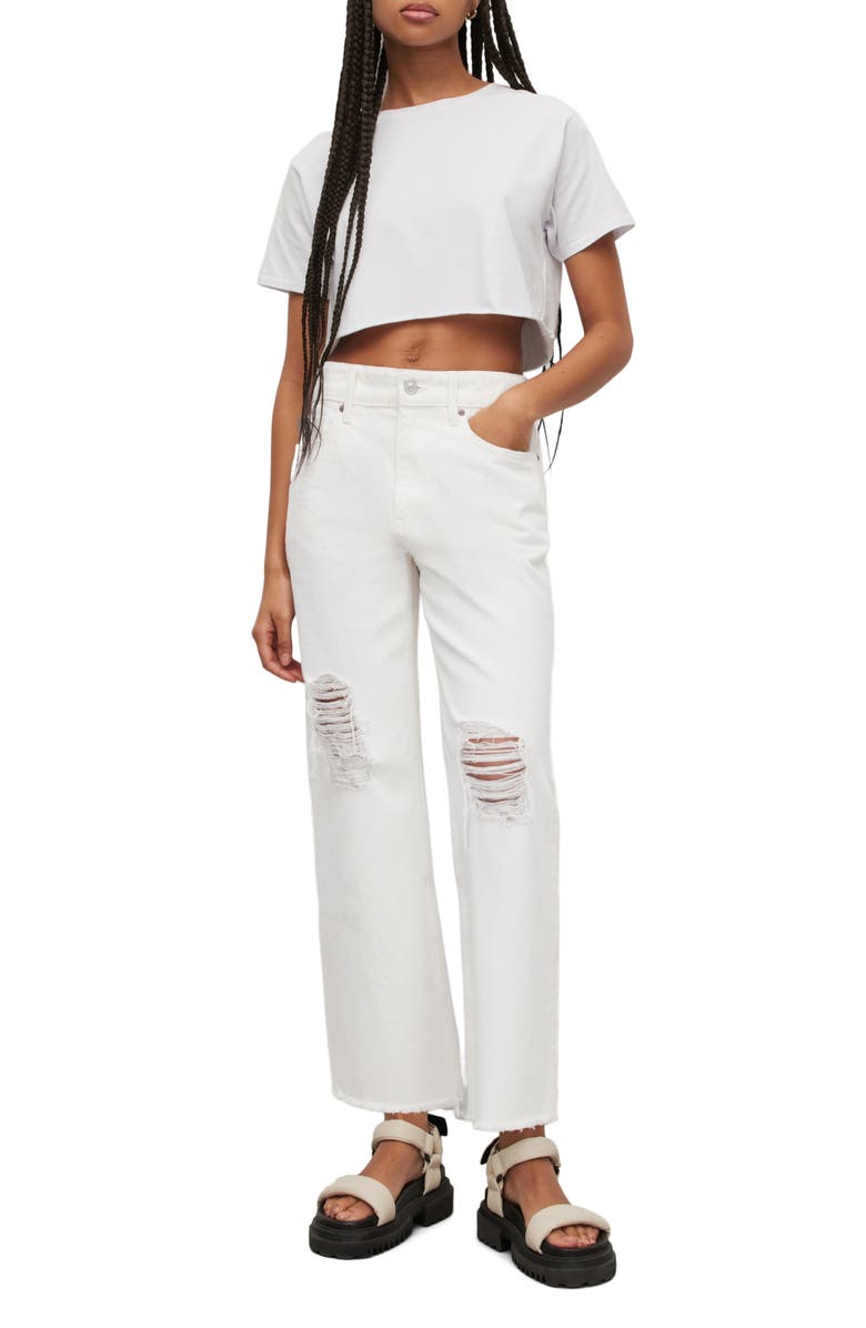 AllSaints Hailey Destroy Crop Straight Leg Jeans, Alternate, color,