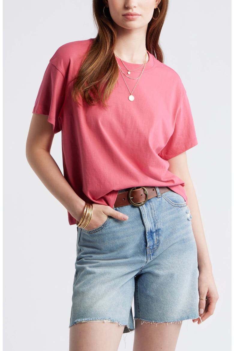 Favorite Cotton T-Shirt, Main, color, PINK CARMINE