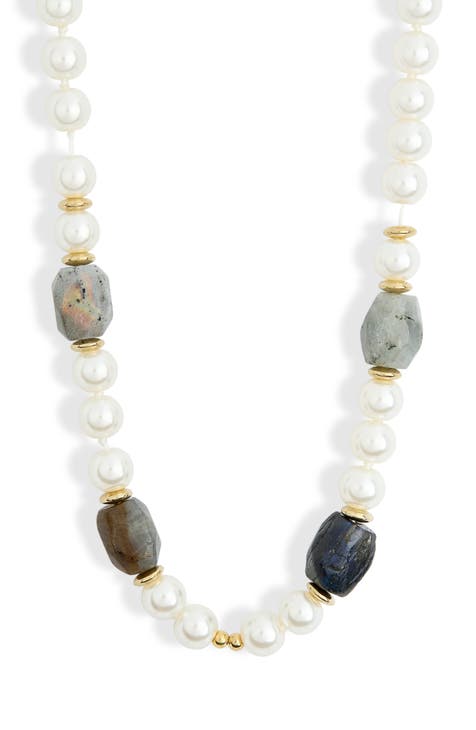 Imitation Pearl & Imitation Stone Necklace