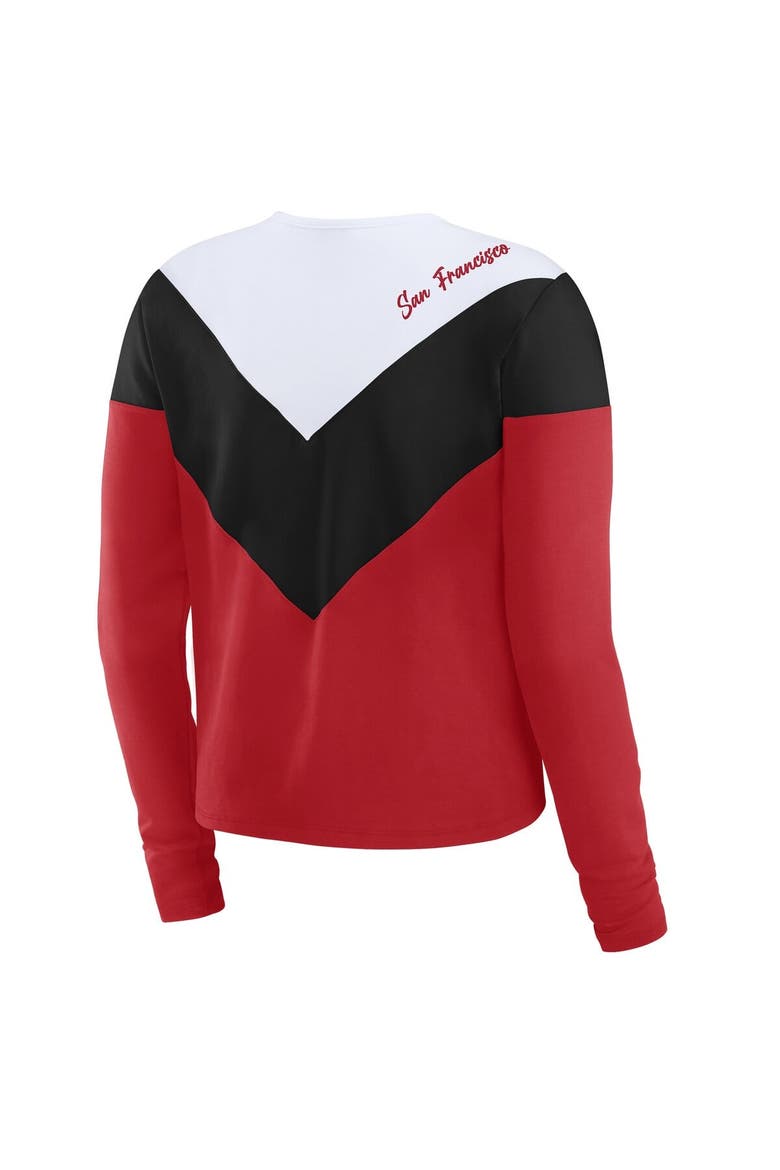 Women's WEAR by Erin Andrews Scarlet/Black San Francisco 49ers Plus Size Chevron Tri-Blend Long Sleeve T-Shirt, Alternate, color, Scarlet