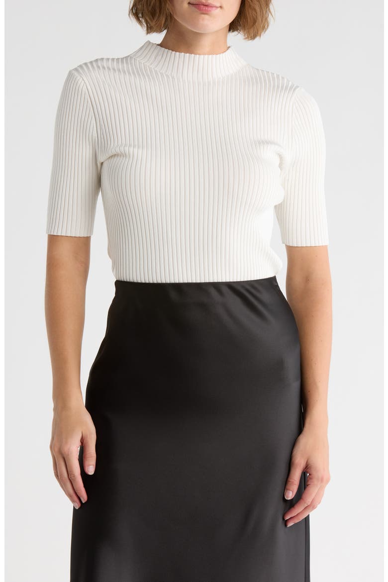 Funnel Neck Elbow Sleeve Sweater, Main, color, WHITE STAR