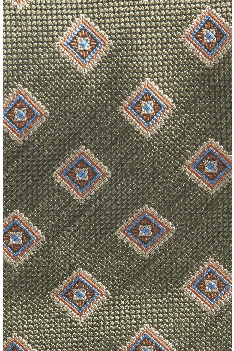 Medallion Silk Tie, Alternate, color, GREEN