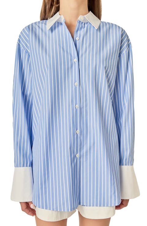 Stripe Oversize Poplin Shirt