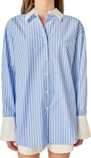 English Factory Stripe Oversize Poplin Shirt