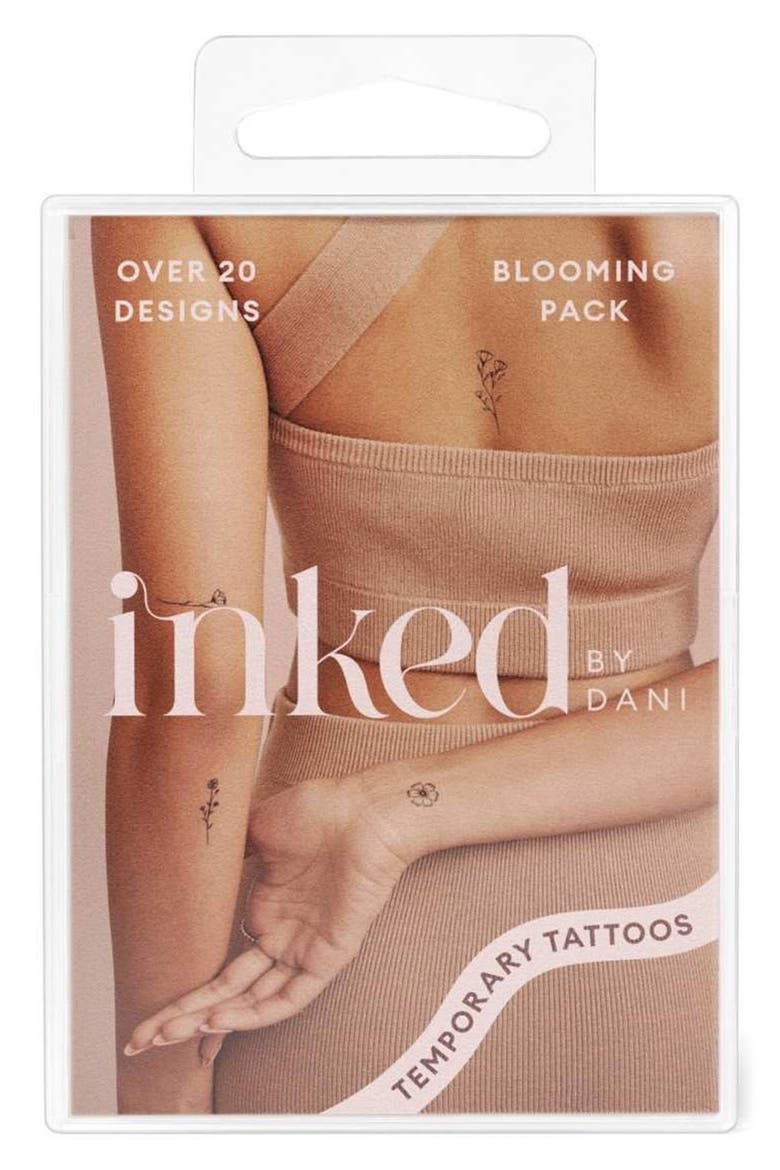 Blooming Temporary Tattoos, Alternate, color, BLACK