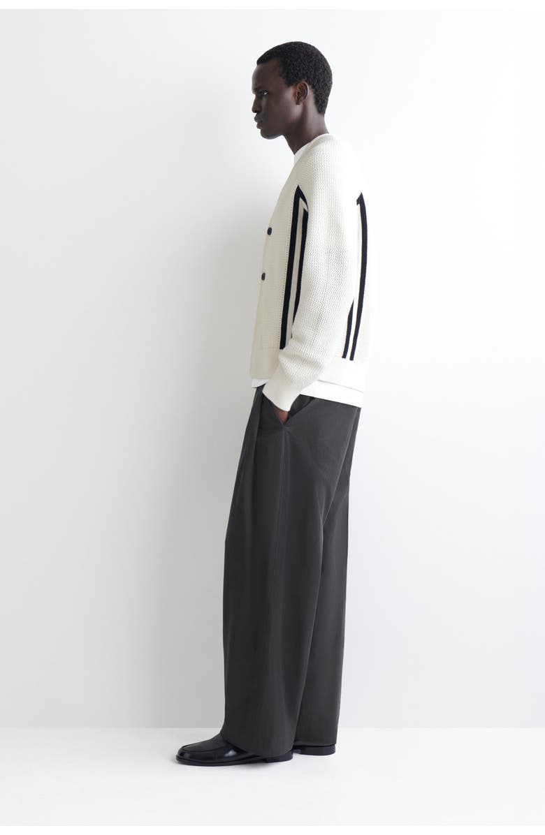 COS Striped Open-Knit Cotton Cardigan, Alternate, color, White / Black