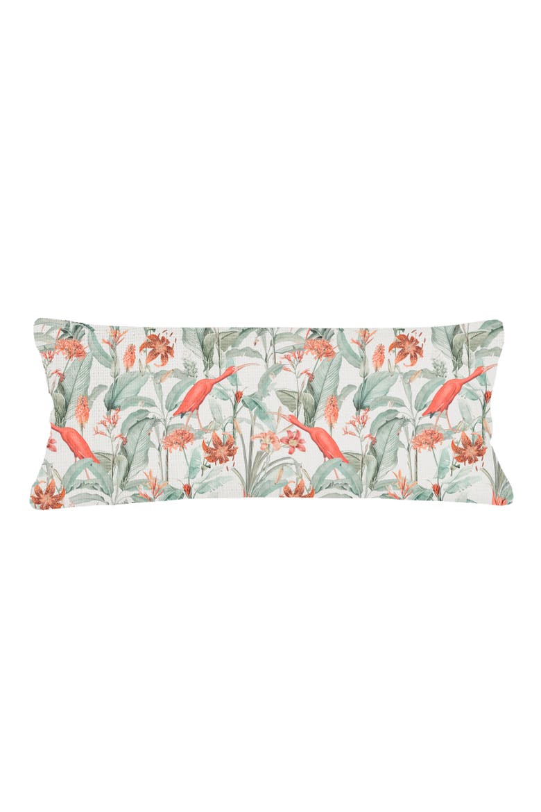 Feathered Tropics Linen Pillow with Down Insert, Alternate, color, Green