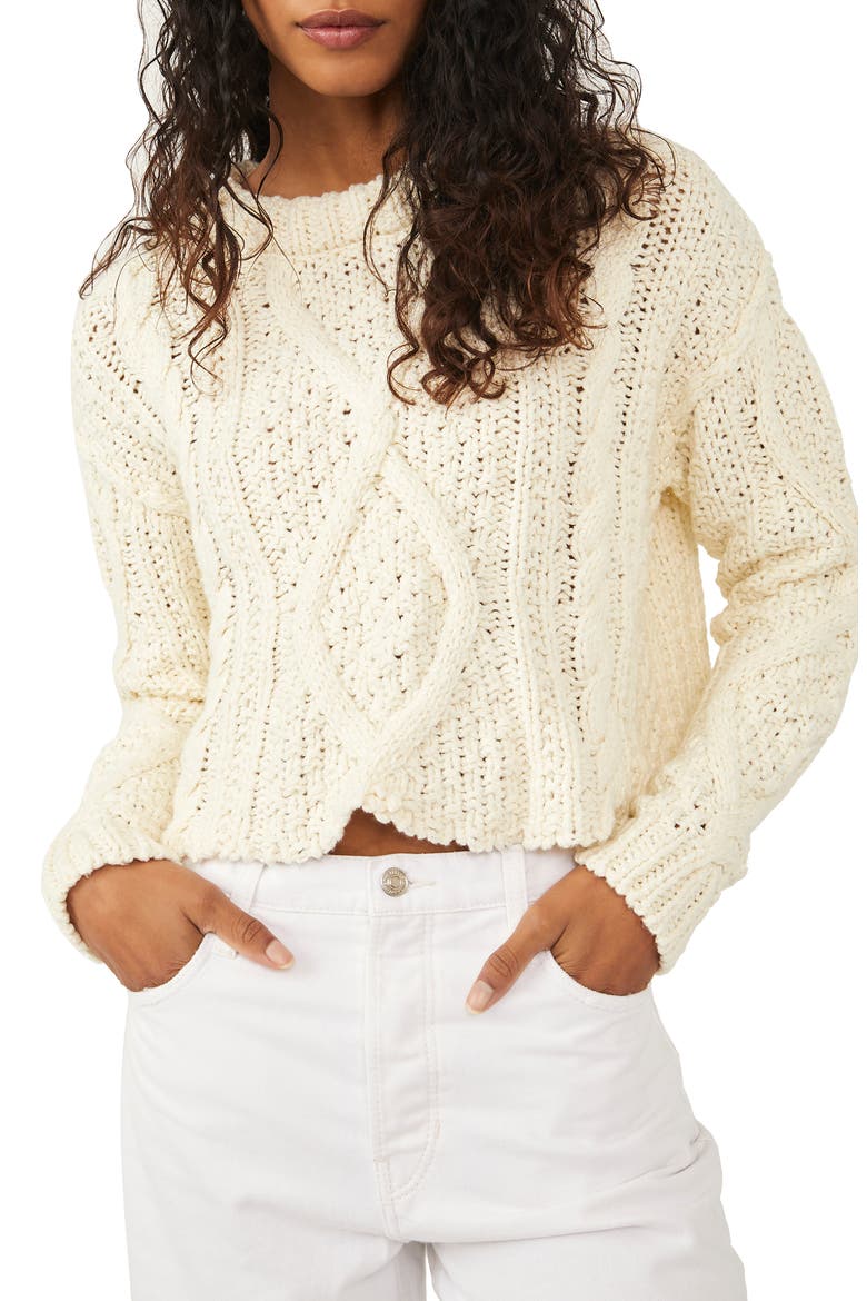 Cutting Edge Cotton Cable Sweater, Main, color, IVORY