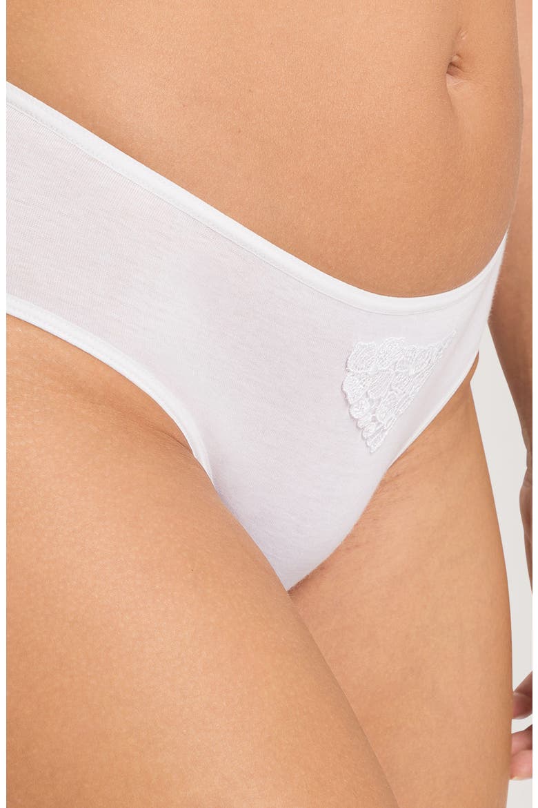 MIichelle 3D Embroidery Trim High Cut Briefs, Alternate, color, WHITE