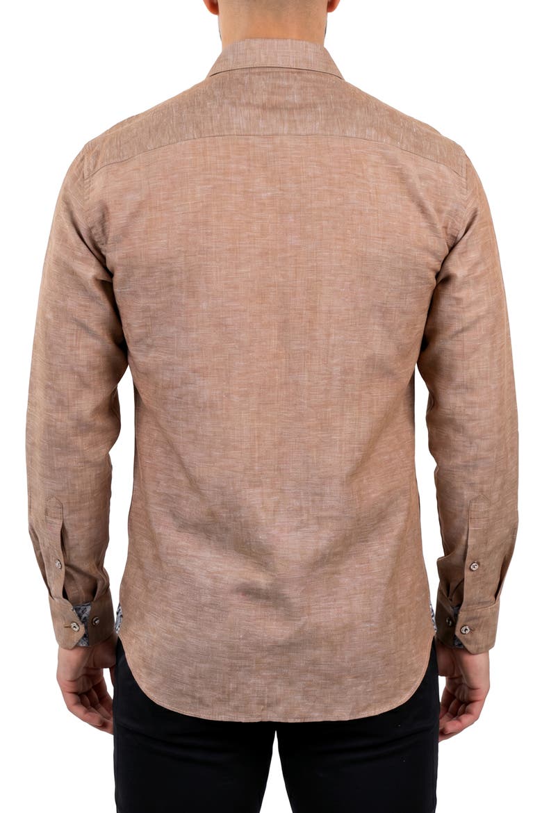 Fibonacci Contemporary Fit Button-Up Shirt, Alternate, color, BROWN