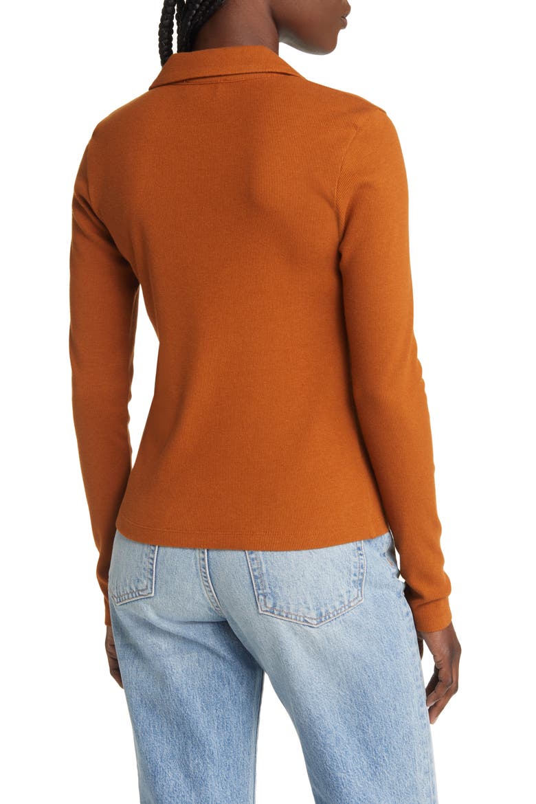 Button Front Knit Top, Alternate, color, RUST CARMEL