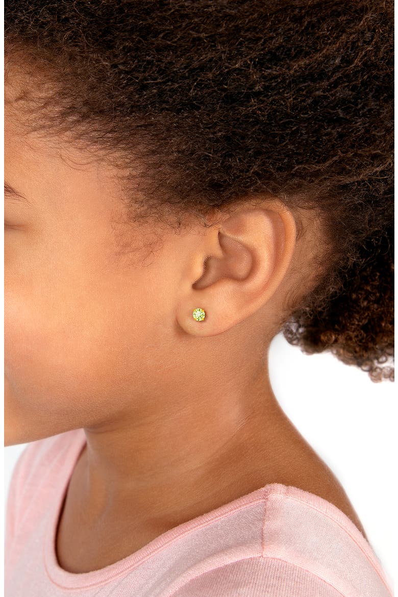 14K Gold 4mm Crystal Birthstone Studs Screw Back Earrings, Alternate, color, August