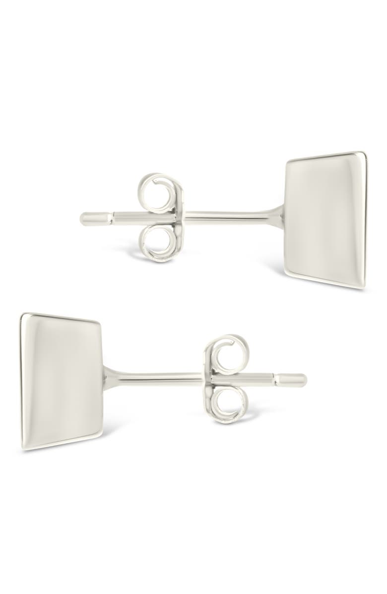 Sterling Forever Princess Cut Cubic Zirconia Stud Earrings, Alternate, color, Silver