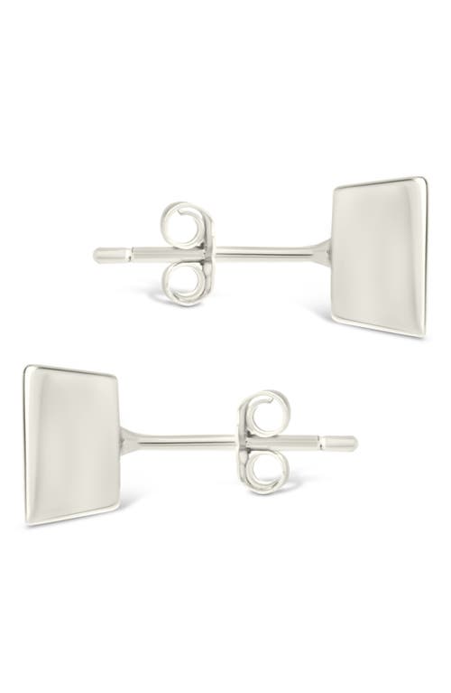 Sterling Forever Sterling Silver Princess Cut Bezel Set Stud Earrings In Brown