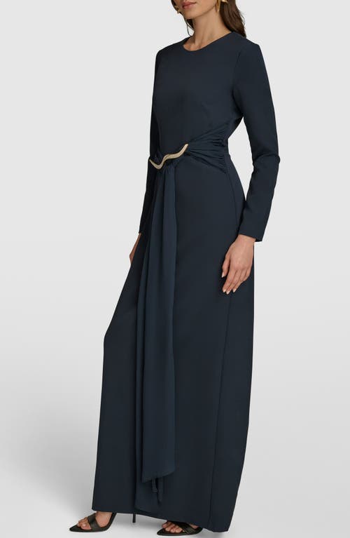 Donna Karan New York Long Sleeve Maxi Dress In Nightfall/nightfall