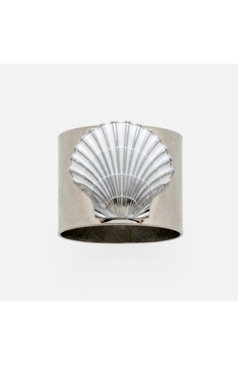 Joanna Buchanan Painted shell napkin rings, set of two, Alternate, color, White