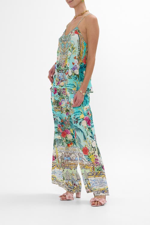 Camilla Wide Leg Trouser With Front Pockets Gardens Of Queluz In Multi